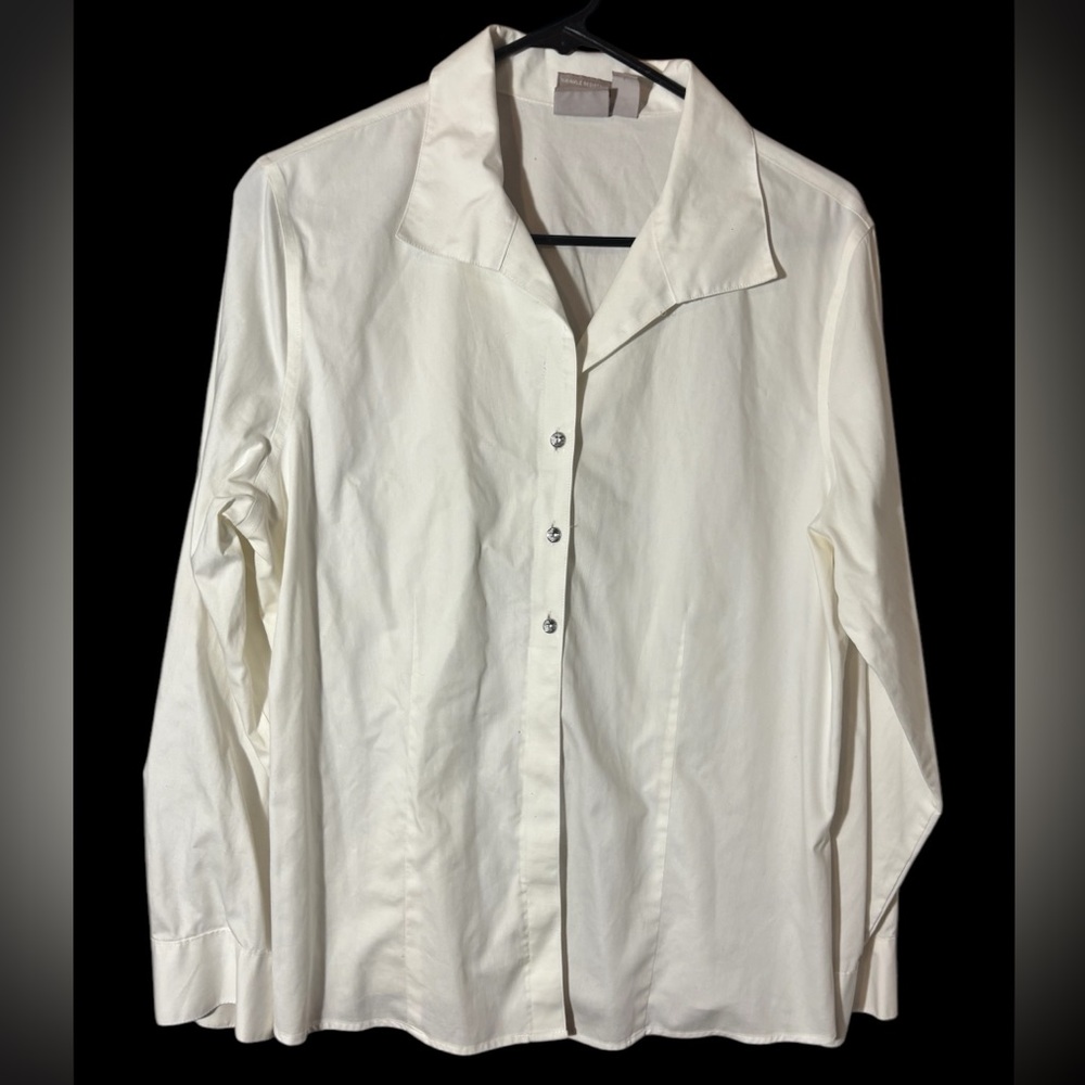 Chicos cotton white blouse with silver rhinestone buttons